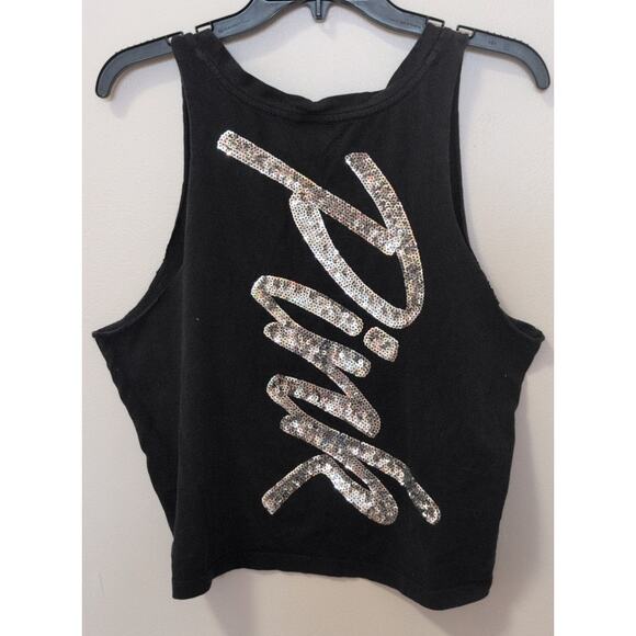 PINK Victoria’s Secret Mesh V Detail Sleeveless Tank Top Black Size Large EUC - Picture 4 of 4